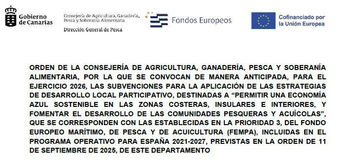 ORDEN CONVOCATORIA ANTICIPADA 2026 PRIORIDAD 3 DEL FEMPA 2021-2027